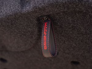 FIAT 500 Trunk Handle / Pull Strap - Black Italy - Black w/ Red MADNESS Logo